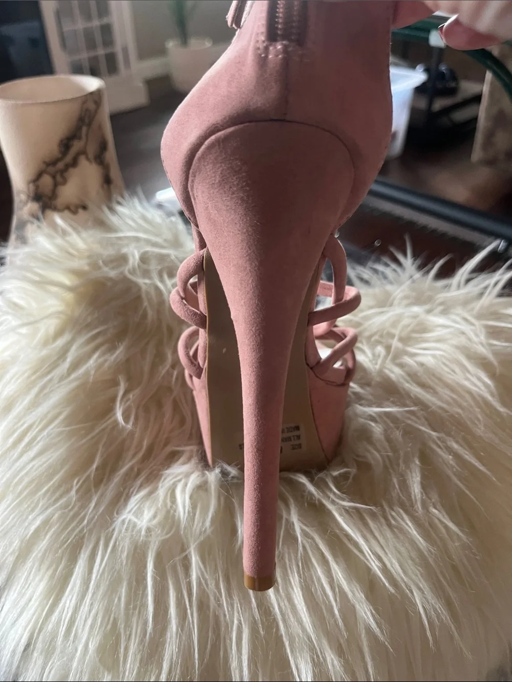 LIKE NEW ! GORGEOUS Strappy pale, pink  Platform Heels - Women Shoes